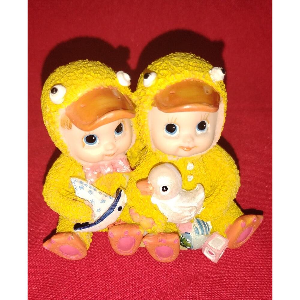 Duncan Collection Peek A Boo Twin Duck Figurine Kids in Duck Costumes